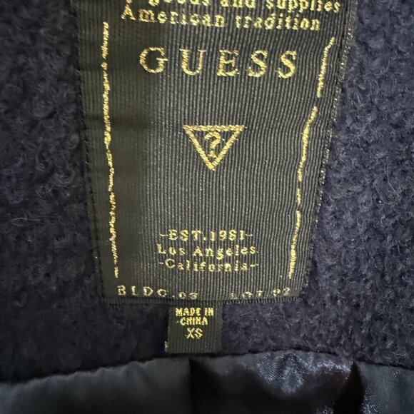 GUESS Blue Wool-Blend Bouclé Coat with Belt, XS - Picture 10 of 12